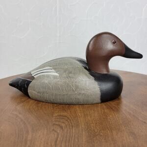 Vintage Wildflower Decoys Canvasback Drake Duck Sculpture Wood Carved Handmade